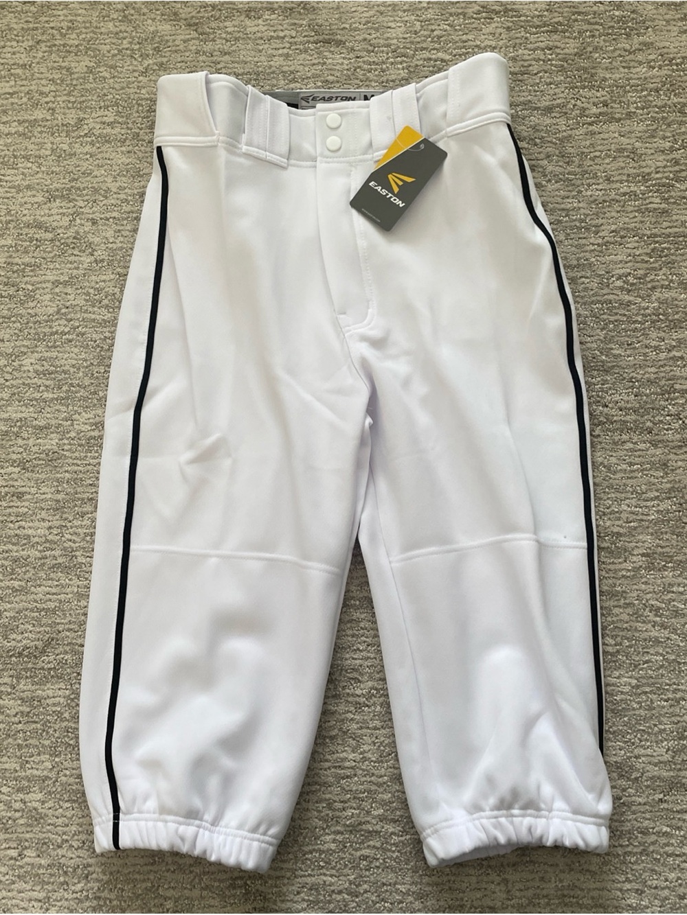 Easton Pro+ Knicker Piped Baseball Pants White Black Adult Size Medium NWT